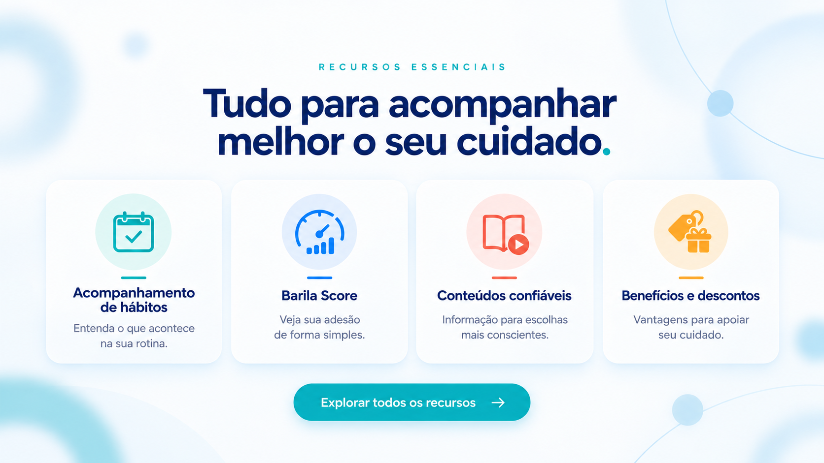 Tela da plataforma Barila: Rotina